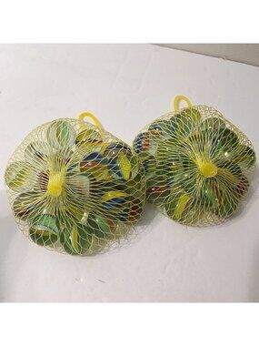 2 Bags 22 Count Each Glass Cat Eyes Marbles Reds Blues Yellow Green